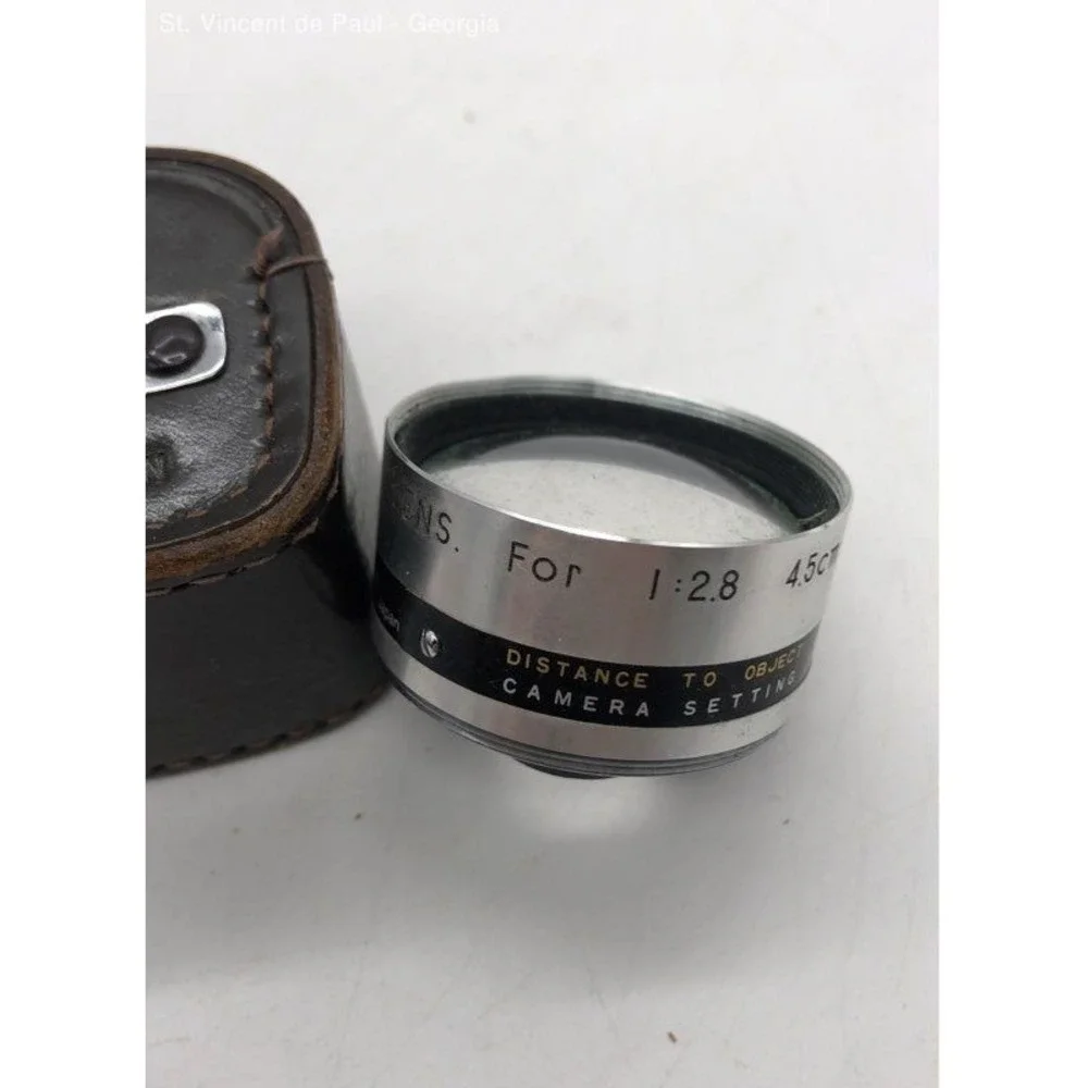 Ricoh AUX Telephoto Lens 1:2.8 4.5cm & Ricoh Flash Unit BC 605 Untested W/ Case